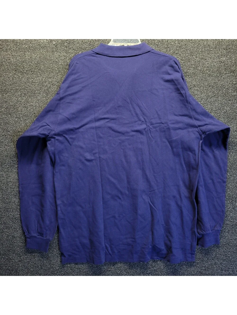 Vtg Polo Ralph Lauren Blue Solid Polo Shirt Mens Sz XL Long Sleeve Collar Shirt